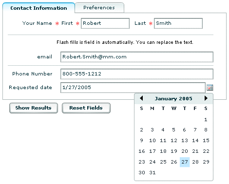 Two-tab Flash form